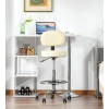 Afbeelding van HOMCOM barkruk - draaistoel met rugleuning - gestoffeerd - beige