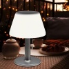 Afbeelding van Solar tafellamp voor buiten, IP44 waterdicht, RVS wit, 10x LED warm wit, 19,5x28 cm