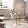 Afbeelding van Vasagle - Glazen Bijzettafel - 50 cm - Ronde Koffietafel - Goudkleurig Frame