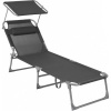 Afbeelding van Ligbed Antraciet 53x193cm, 150kg draagvermogen, opklapbaar met kap
