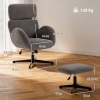 Afbeelding van HOMCOM Relaxfauteuil met Hocker Draaiende Loungestoel met Velours Grijs