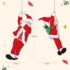 Afbeelding van HOMCOM 60 cm Zingende en Klimmende Kerstman, Klassieke Binnendecoratie, Rood