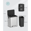 Afbeelding van SONGMICS Dubbele Vuilnisbak 2 x 30 L voor Recycling, Roestvrij Staal, Softclose, Wolkwit