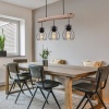 Afbeelding van Globo - hanglamp Mina - natuurlijk zwart - hout en metaal - grote eettafel lamp - E27