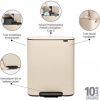 Afbeelding van Brabantia Bo Prullenbak - 2 x 30 liter - Afvalscheiding - Zacht Beige