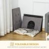 Afbeelding van PawHut 2-in-1 kattenhuis en poef met kussen, zacht en elegant ontwerp, grijs 60 x 45 x 44,5 cm