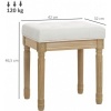 Afbeelding van Homcom Voetenbank - Polyester, Rubberhout - 42L x 32B x 46,5H cm - Beige