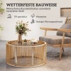 Afbeelding van Outsunny Rattan koffietafel - PE-rattan, gehard glas - Ø70 x 33H cm - Bruin