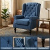 Afbeelding van HOMCOM Gecapitonneerde Wingback Stoel met Hoge Rug, Blauw, voor Woonkamer en Slaapkamer