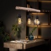 Afbeelding van Globo - hanglamp Mina - natuurlijk zwart - hout en metaal - grote eettafel lamp - E27