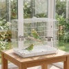 Afbeelding van PawHut Vogelkooi - Staal, Hout - 49L x 31B x 40H cm - Wit