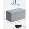 Afbeelding van SONGMICS Fluwelen Opbergbank met Deksel en 2 Opbergdozen, 38 x 76 x 38 cm, Duifgrijs