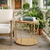 Afbeelding van Outsunny Salontafel van Acaciahout en PE-rotan - Ø50 x 47,5 cm - Teakkleur