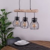 Afbeelding van Globo - hanglamp Mina - natuurlijk zwart - hout en metaal - grote eettafel lamp - E27