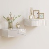 Afbeelding van HOMCOM Set van 2 Wandgemonteerde Nachtkastjes met Lade, Hoogglans Wit, 40 x 30 x 14 cm