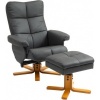 Afbeelding van HOMCOM Relaxfauteuil met Ottoman Hout en Kunstleer Donkergrijs 80x86x99 cm