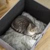 Afbeelding van PawHut 2-in-1 kattenhuis en poef met kussen, zacht en elegant ontwerp, grijs 60 x 45 x 44,5 cm