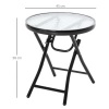 Afbeelding van Outsunny inklapbare bistrotafel met rond glazen blad Ø45 cm - zwart metaal