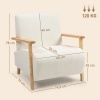 Afbeelding van HOMCOM Loungefauteuil, 1-zits, Scandinavisch design, bouclé stof, massief houten frame, crème