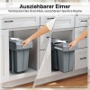 Afbeelding van HOMCOM Inbouwafvalbakken voor Keuken Kunststof, Metaal 52L x 26B x 40,8H cm Grijs