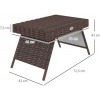 Afbeelding van Outsunny Rattan Bijzettafel PE Rattan, Verzinkt Staal Bruin