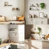 Afbeelding van HOMCOM Set van 2 Zwevende Wandplanken, Wit en Natuurhout, 80 x 16,5 x 20 cm