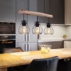 Afbeelding van Globo - hanglamp Mina - natuurlijk zwart - hout en metaal - grote eettafel lamp - E27