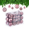 Afbeelding van Set van 50 onbreekbare kerstballen - plastic - ∅ 3, 4 & 6 cm - roze