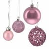 Afbeelding van Set van 50 onbreekbare kerstballen - plastic - ∅ 3, 4 & 6 cm - roze