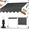 Afbeelding van Tillvex Balkonluifel 300 cm grijs met handslinger - zonder boren, UV-bestendig en waterdicht
