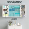 Afbeelding van HOMCOM Wandmedicijnkast met 4 planken en dubbele deur, afsluitbaar, wit, 53 x 20 x 53 cm