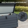 Afbeelding van Outsunny Metalen Tuinbox 295L Waterdicht en Afsluitbaar met Handvatten en Wielen Donkergrijs