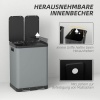 Afbeelding van HOMCOM Metaal Afvalemmer, Kunststof - 48,8L x 39,5B x 67H cm - Grijs