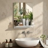 Afbeelding van HOMCOM Badspiegel 50 x 60 cm met Rek, Wandspiegel voor Badkamer en Hal, Wit