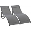 Afbeelding van Outsunny Aluminium Tuinligstoel, Donkergrijze Textileen