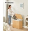 Afbeelding van SONGMICS Bamboe wasmand met deksel, 3 compartimenten, 170 liter, opvouwbaar en wasbaar