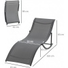 Afbeelding van Outsunny Aluminium Tuinligstoel, Donkergrijze Textileen