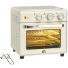 Afbeelding van HOMCOM mini-oven 20L, 5-in-1 pizzaoven met bakplaat, frituurmand en timer, crèmewit