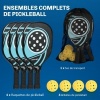 Afbeelding van SPORTNOW Set van 4 Pickleball Rackets van populierenhout met 4 ballen en tas, blauw en zwart