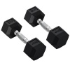 Afbeelding van HOMCOM Zeshoekige dumbbellset van 2 gietijzeren dumbbells, 2 x 4 kg, zwart rubberen handvat
