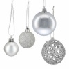Afbeelding van Set van 50 onbreekbare kerstballen - plastic - zilver - ∅ 3, 4 & 6 cm
