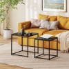 Afbeelding van HOMCOM Set van 2 Bijzettafels met Gehard Glas en Metalen Frame, Zwart
