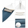 Afbeelding van SONGMICS gewatteerde hangmat voor 2 personen met bamboe spreidstangen en kussen, blauw/beige