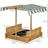 Afbeelding van Outsunny Kinderen Zandbak van Dennenhout, 106x106x115 cm, Lichtbruin, Groen en Wit