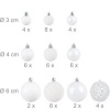 Afbeelding van Set van 50 onbreekbare kerstballen - plastic - wit - ∅ 3, 4 & 6 cm