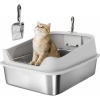 Afbeelding van Pawhut Kattenbak van RVS en Kunststof - 69,8L x 50,3B x 29,8H cm - Grijs