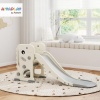 Afbeelding van AIYAPLAY 3-in-1 Kinderglijbaan met Basketbalmand en Klimrek, Inklapbaar, Crèmewit