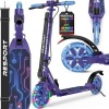 Afbeelding van RE:SPORT® Cityroller voor kinderen en volwassenen met LED, bel en draagband | Opvouwbare scooter met