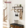 Afbeelding van Wandkapstok met plank en 10 afneembare haken - Vintage Bruin/Zwart