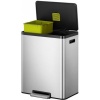 Afbeelding van EKO EcoCasa 2 recycling prullenbak 30+30 liter - RVS - Mat staal